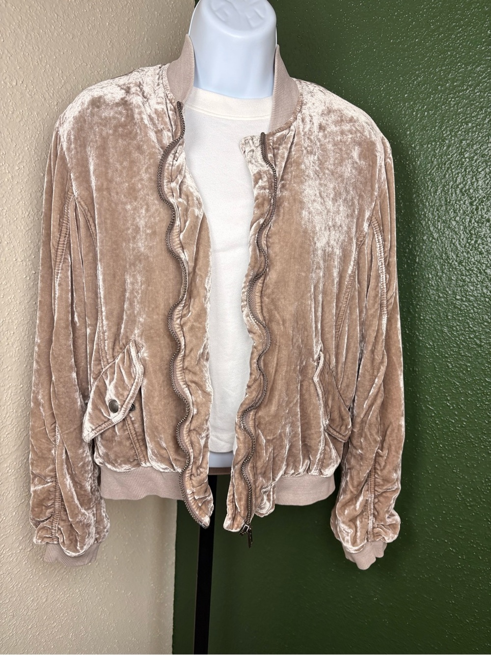 Women’s Velvet Bomber Jacket in Taupe Free People